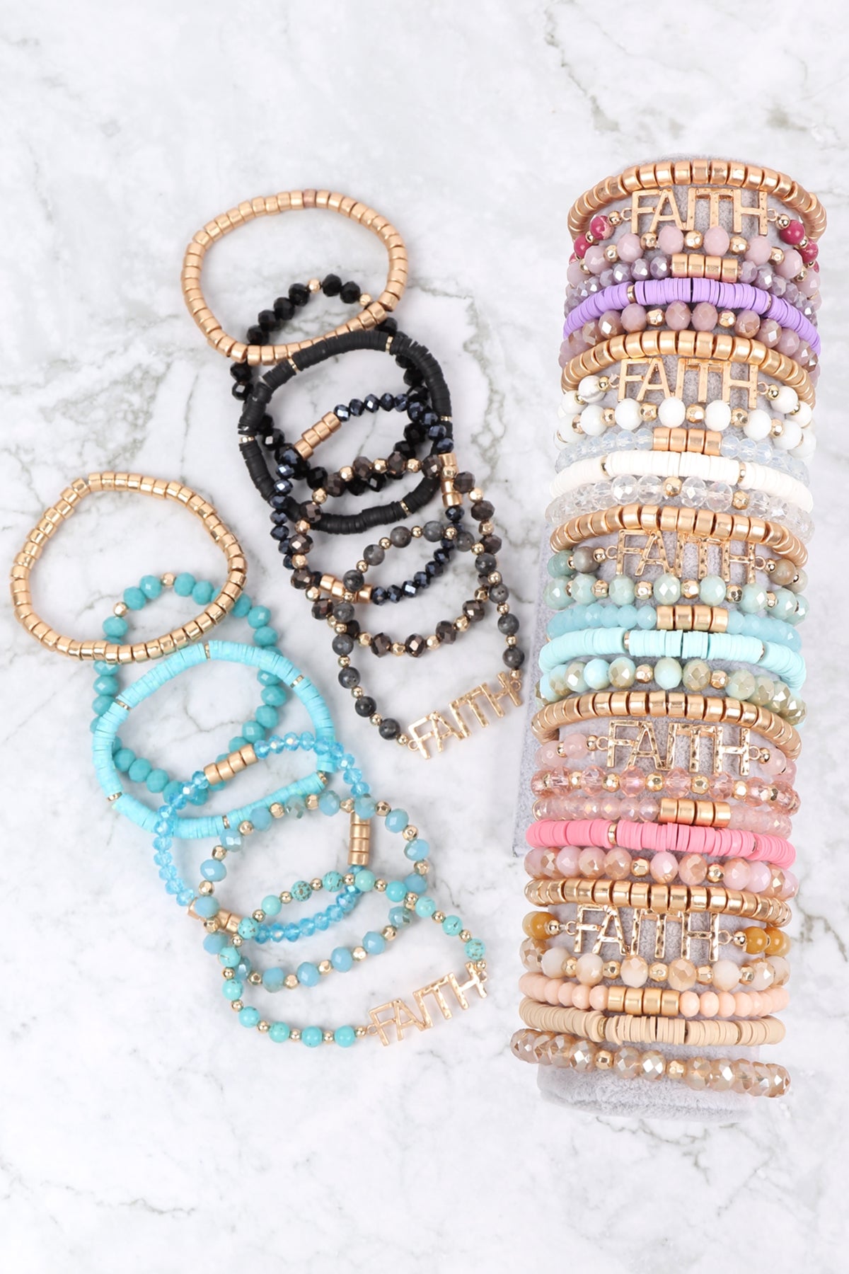 Mix Beads Faith Charm Bracelet