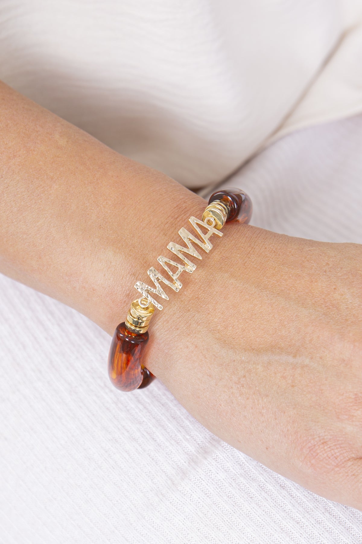 Mama Tubular Beads Resin Stretch Bracelet