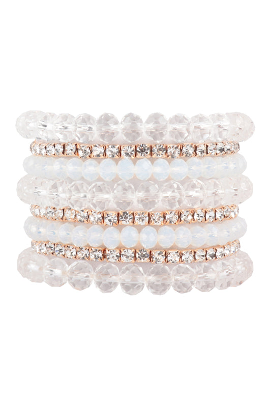 Rondelle, Rhinestone Beads Stackable Bracelet Set