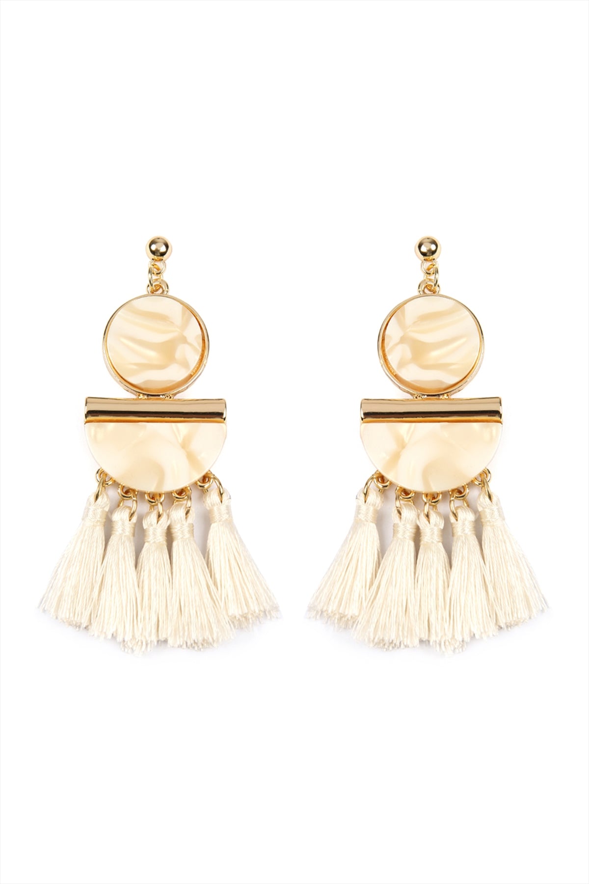 Natural Dangling Resin With Tassel Earrings