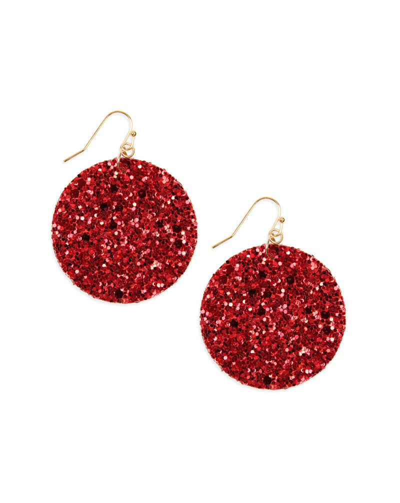 Red Se2uin Circle Drop Earrings