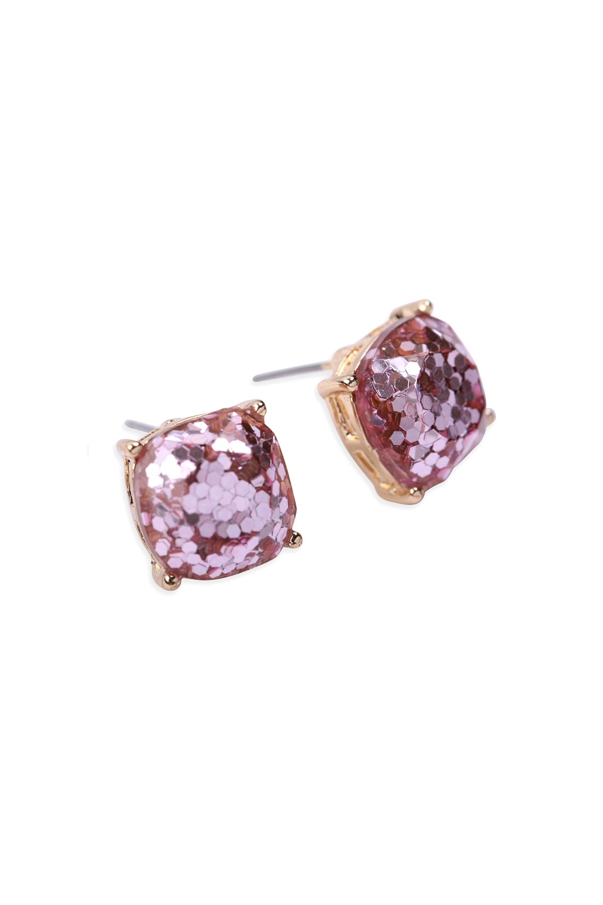Faceted Glitter Cushion Acrylic Post Earrings