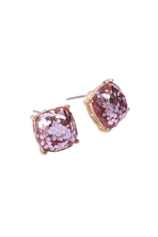 Faceted Glitter Cushion Acrylic Post Earrings