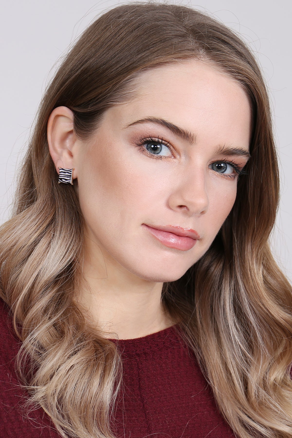 Zebra Faceted S2uare Acrylic Post Earrings