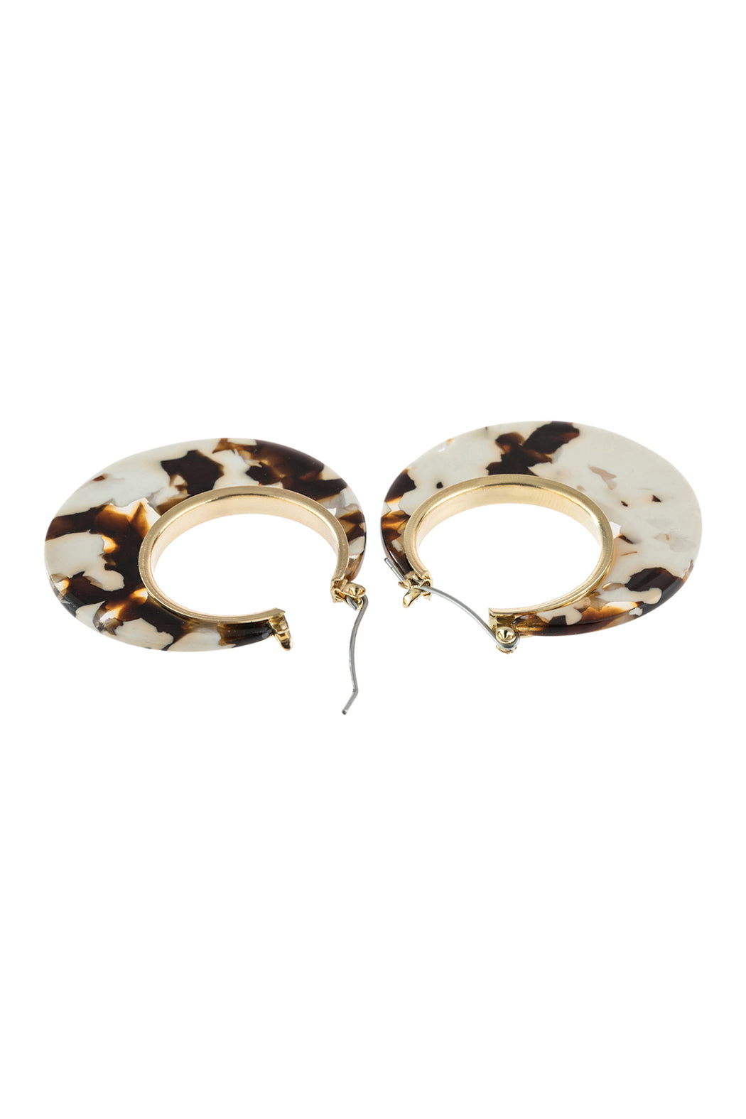 White Crescent Moon Shape Tortoise Acetate Hoop Earring /6Pairs