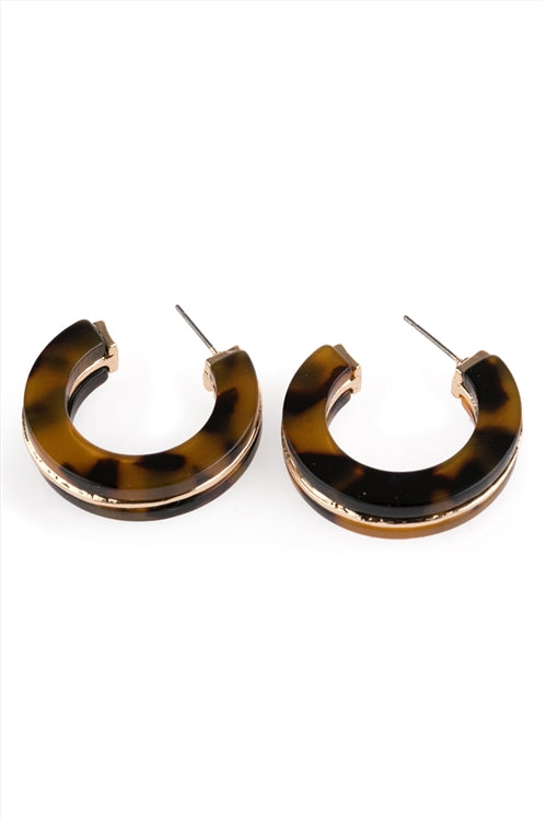 Leopard Open Circle Faceted Acetate Earrings