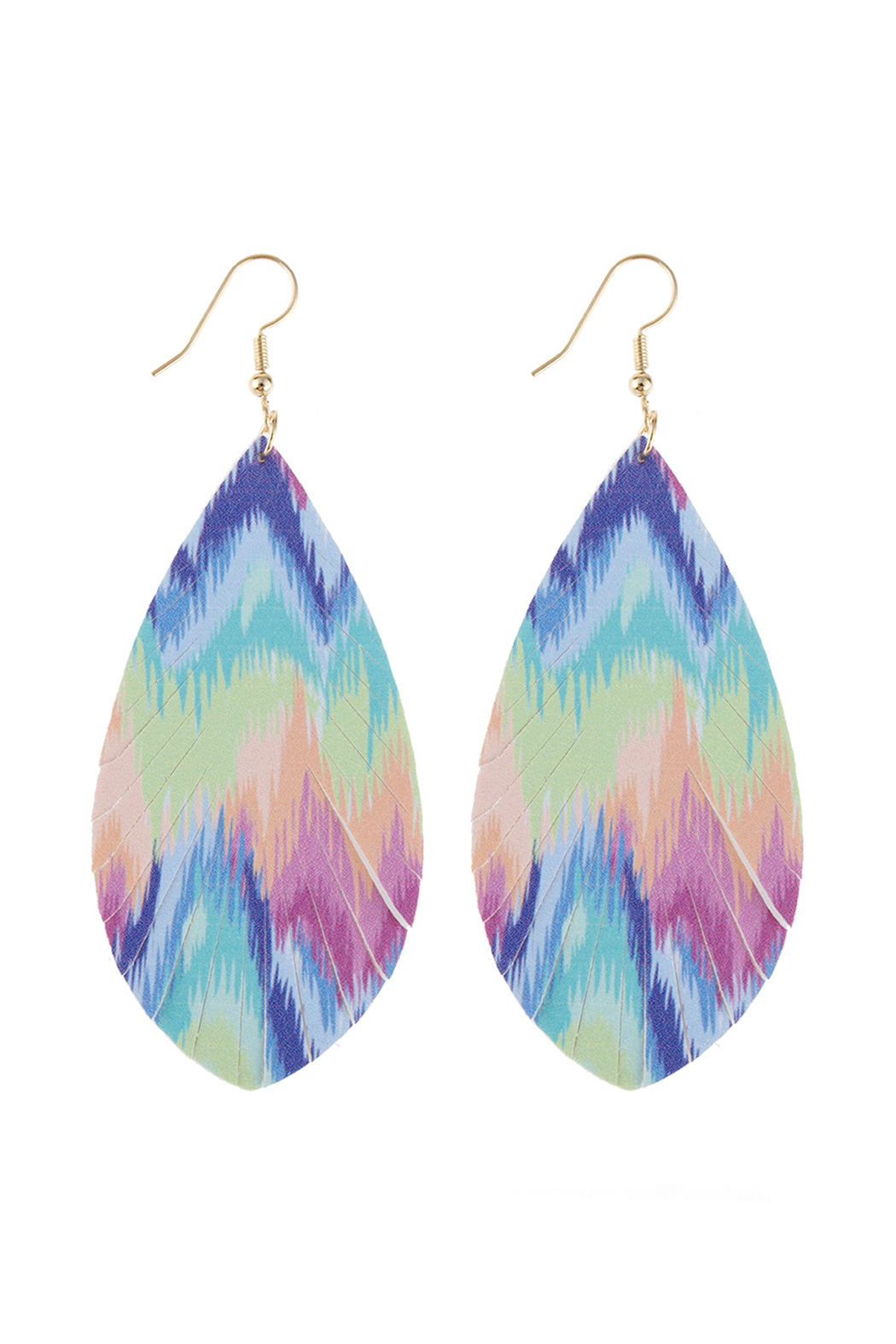 Multicolor Printed Leather Tassel Hook Earrings