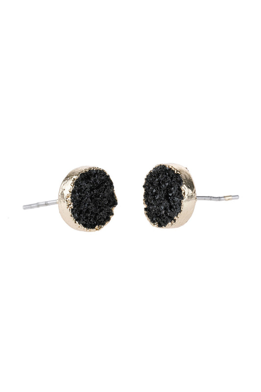 Round Druzy Stud Earrings