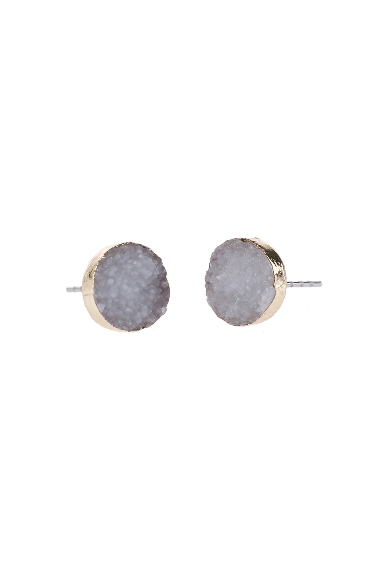 Round Druzy Stud Earrings
