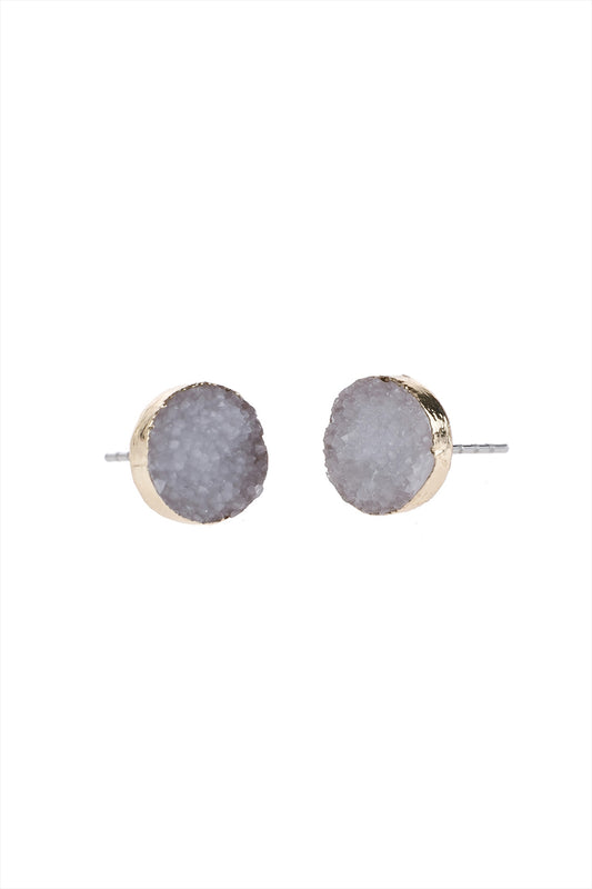 Round Druzy Stud Earrings