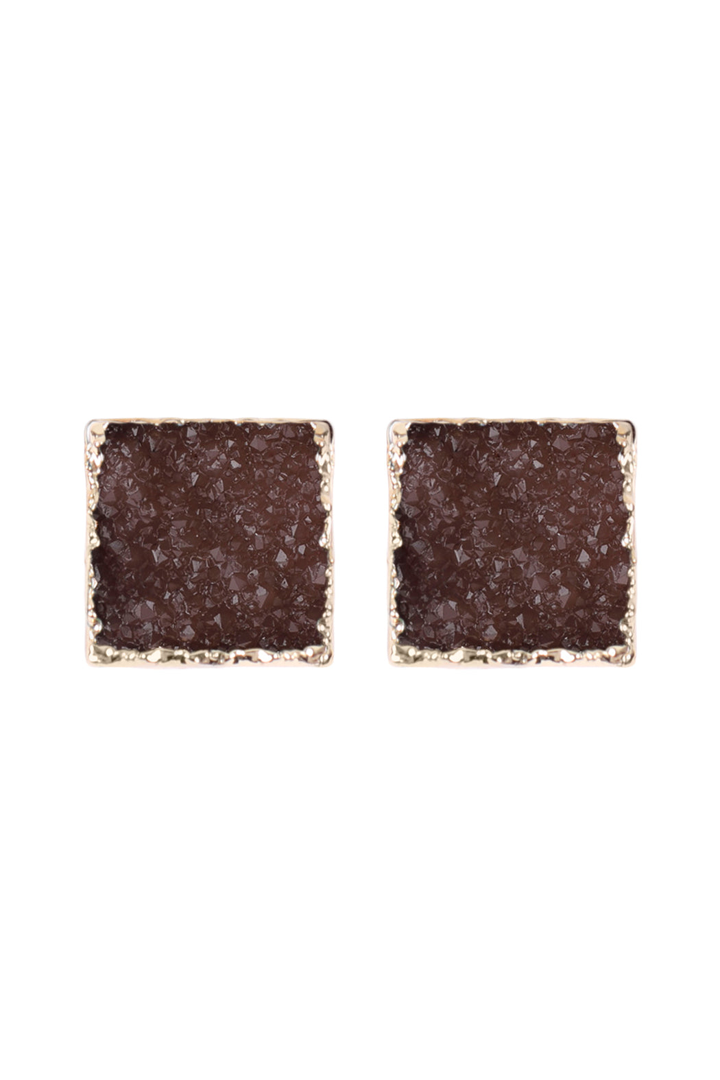 Square Druzy Stone Stud Earrings / 6PAIRS