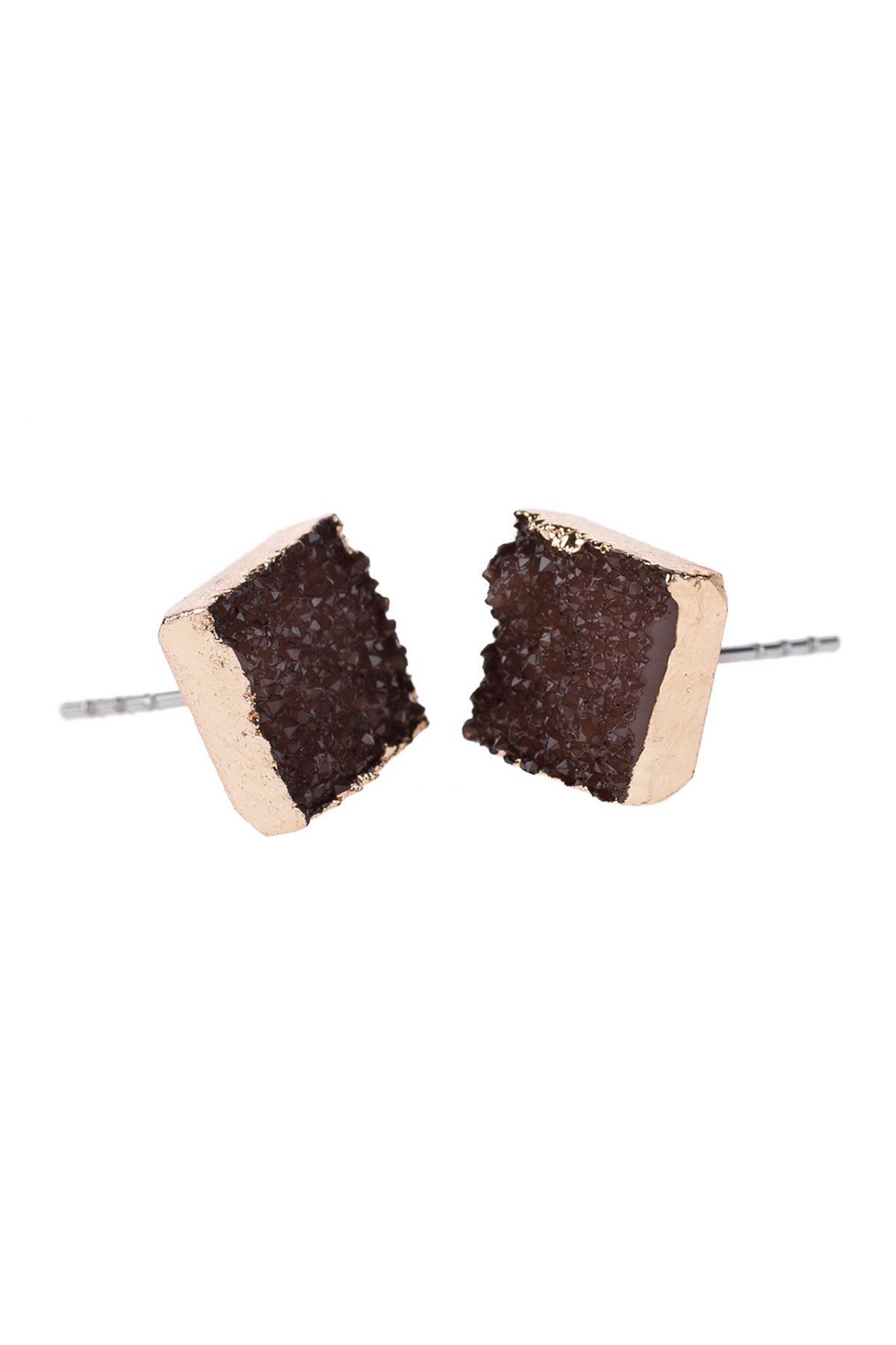 Square Druzy Stone Stud Earrings