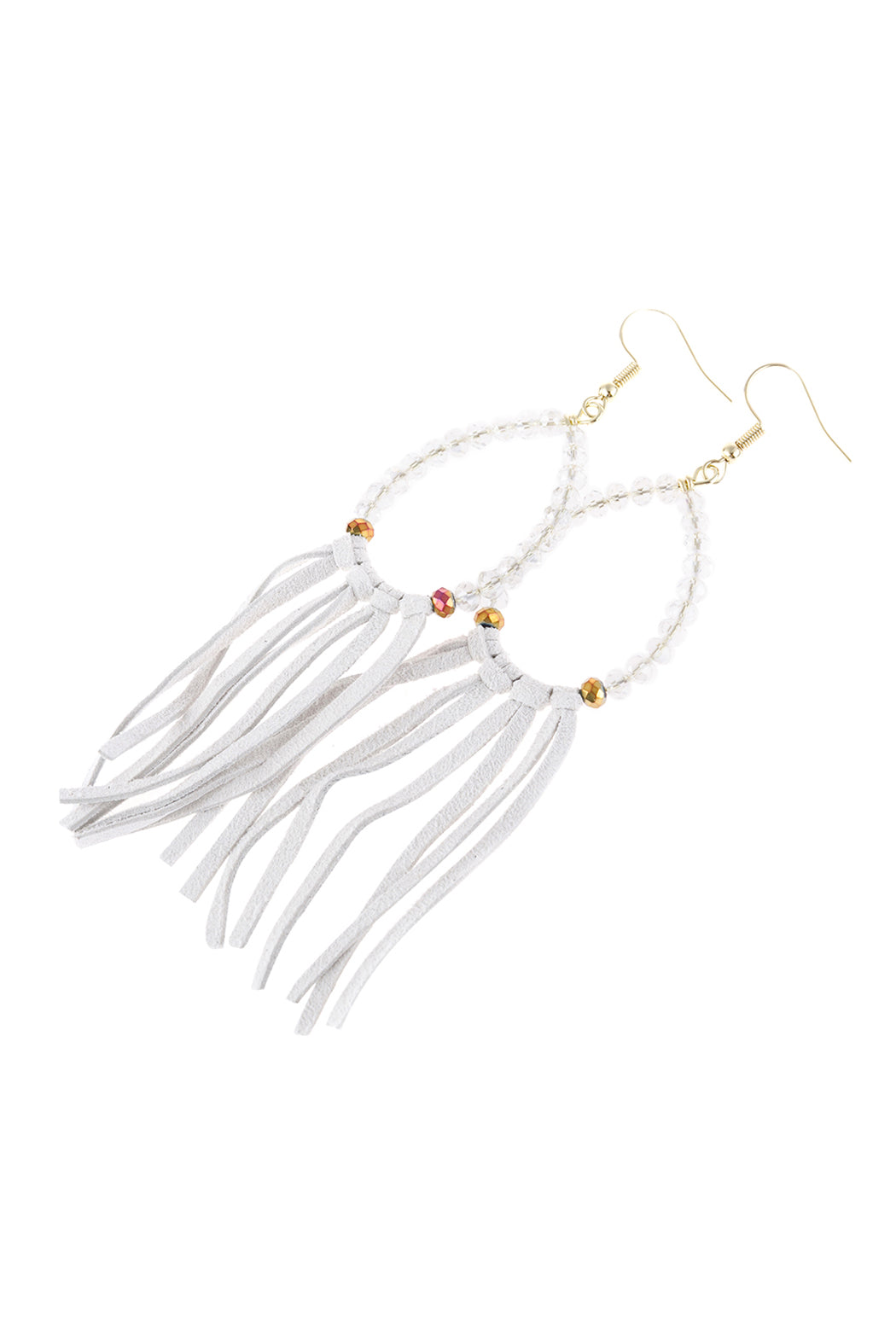 Beads With Cloth Tassel Dangle Earrings