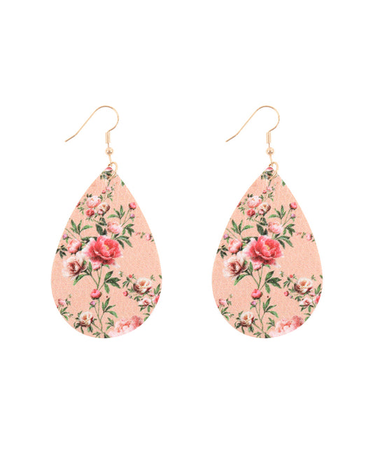 Floral Printed Pear Shape Earrings