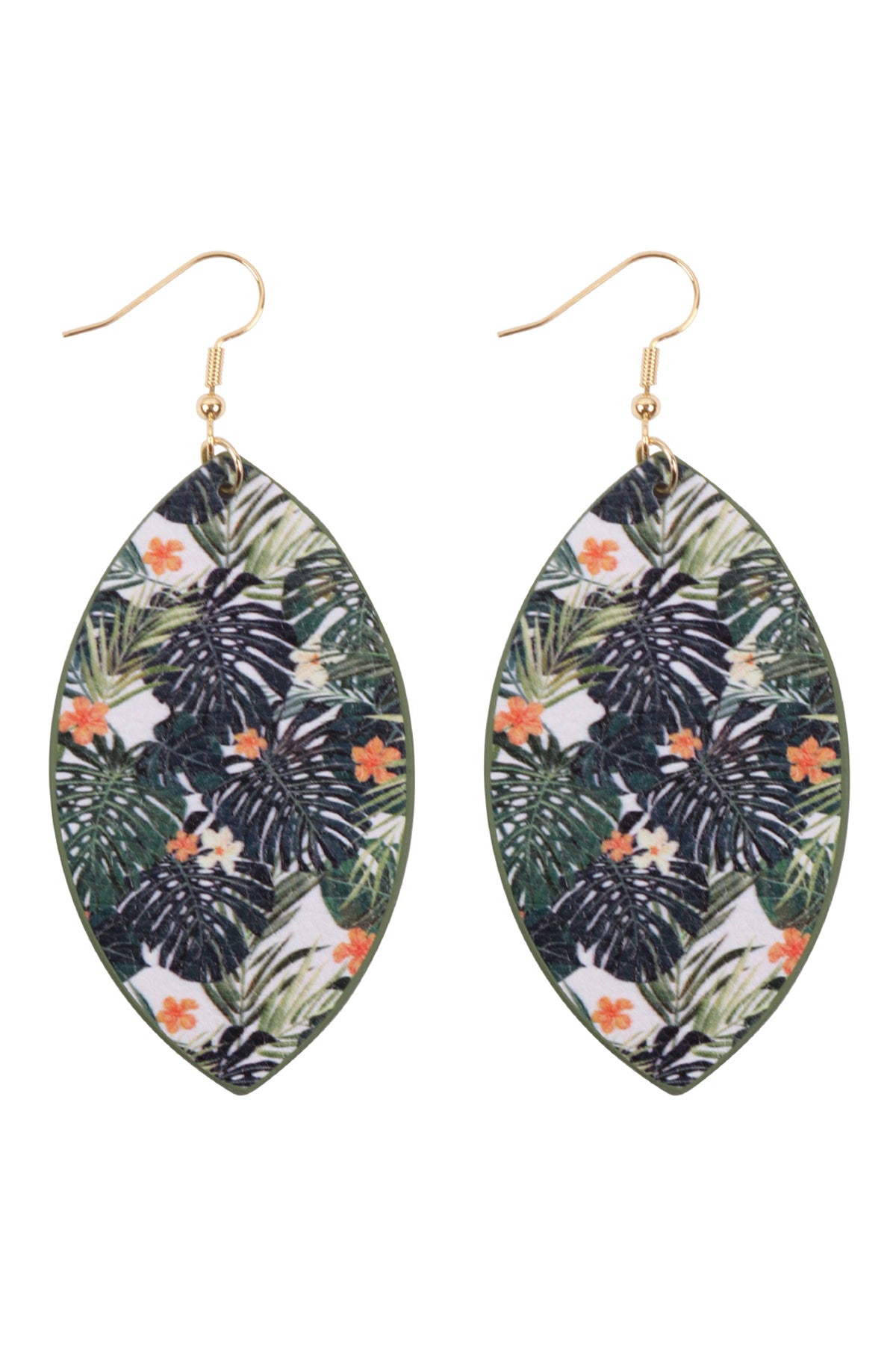 Tropical Print Marquise Drop Earrings