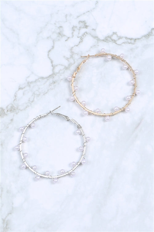 Pearl Wrap Twist Hoop Earring Set Gold Silver / 1PC