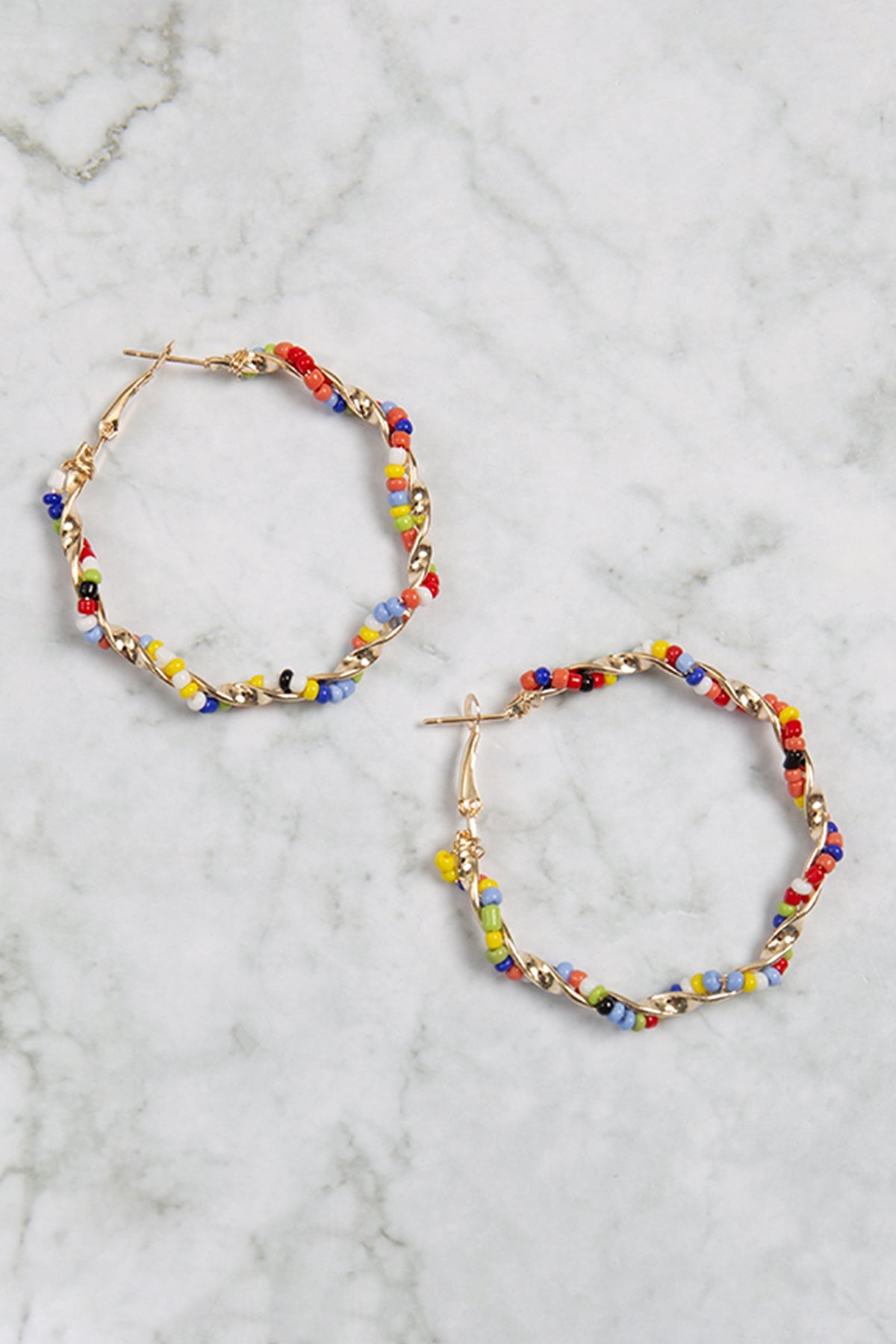 Twisted Seed Beads Hoop Earrings