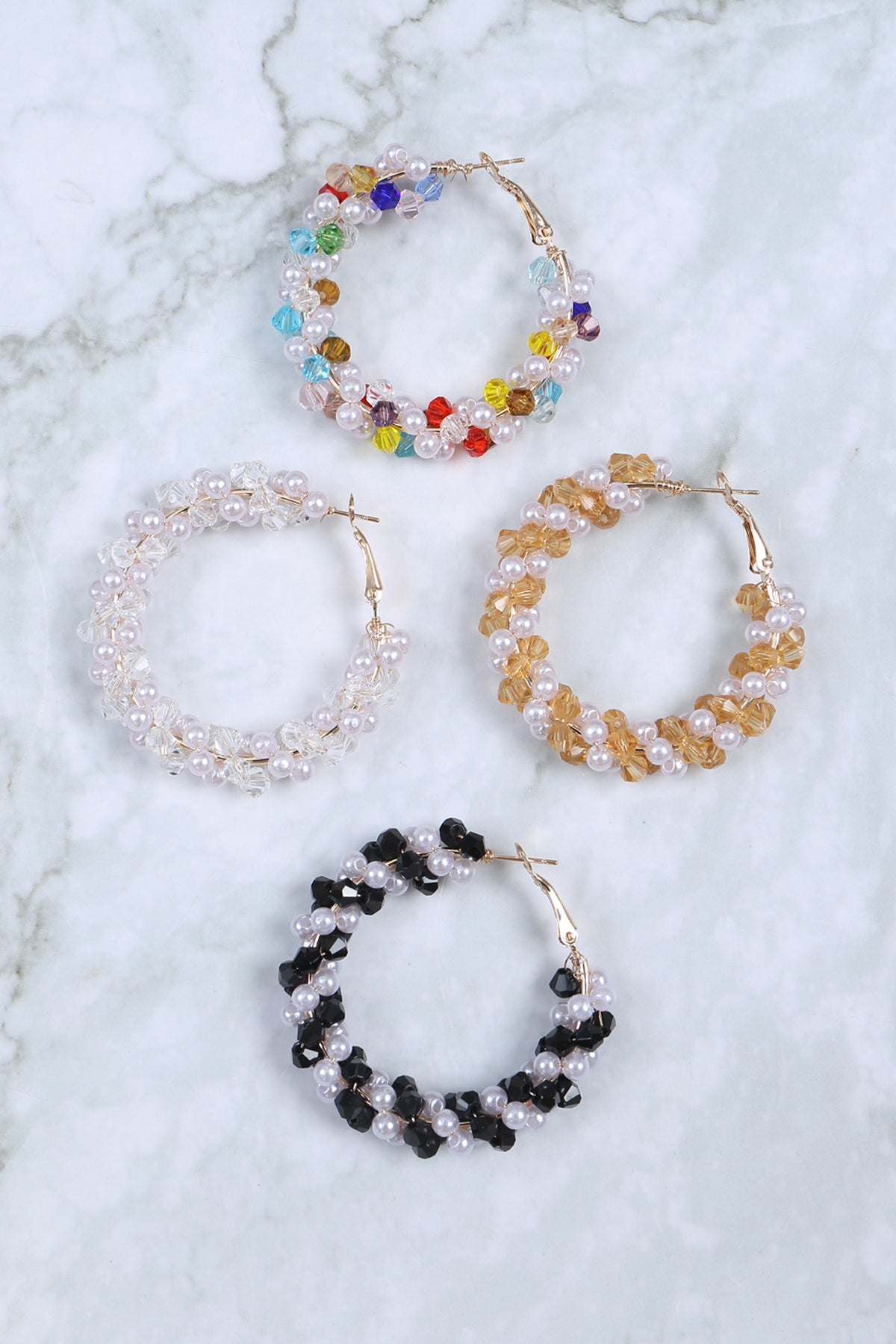 Wrap Pearl Glass Beads Boho Earrings Set
