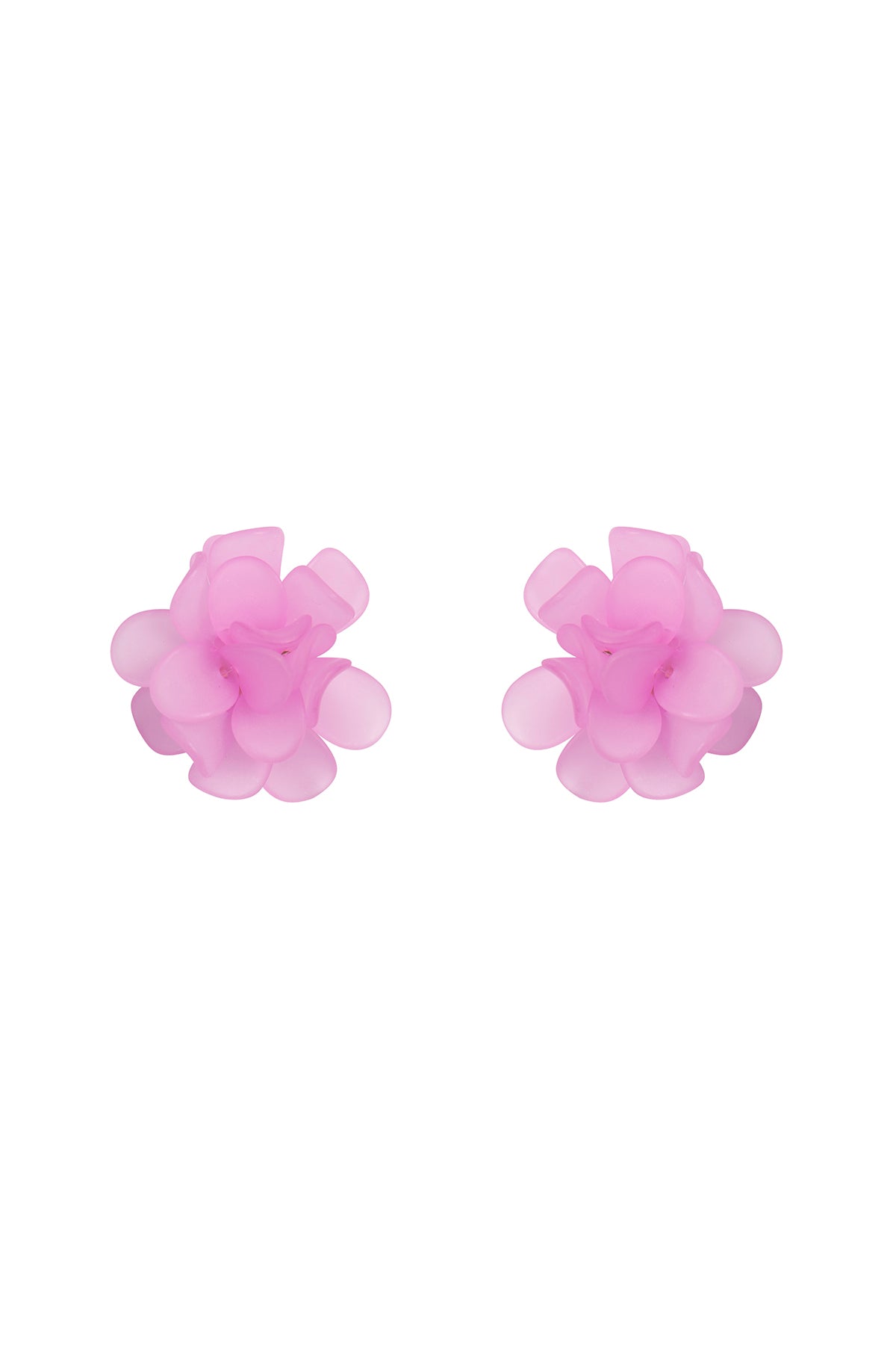 Acrylic Flower Petals Post Stud Earrings White