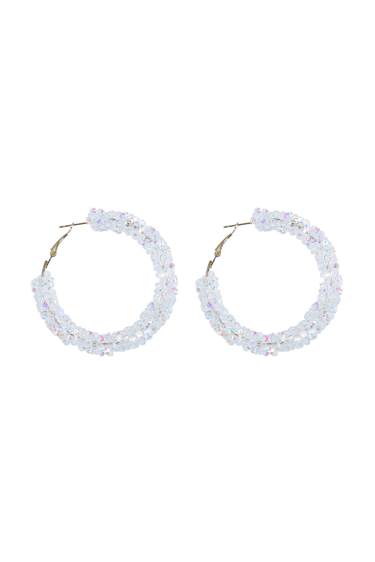 Cluster Rhinestone Glitter Hoop Earrings Black