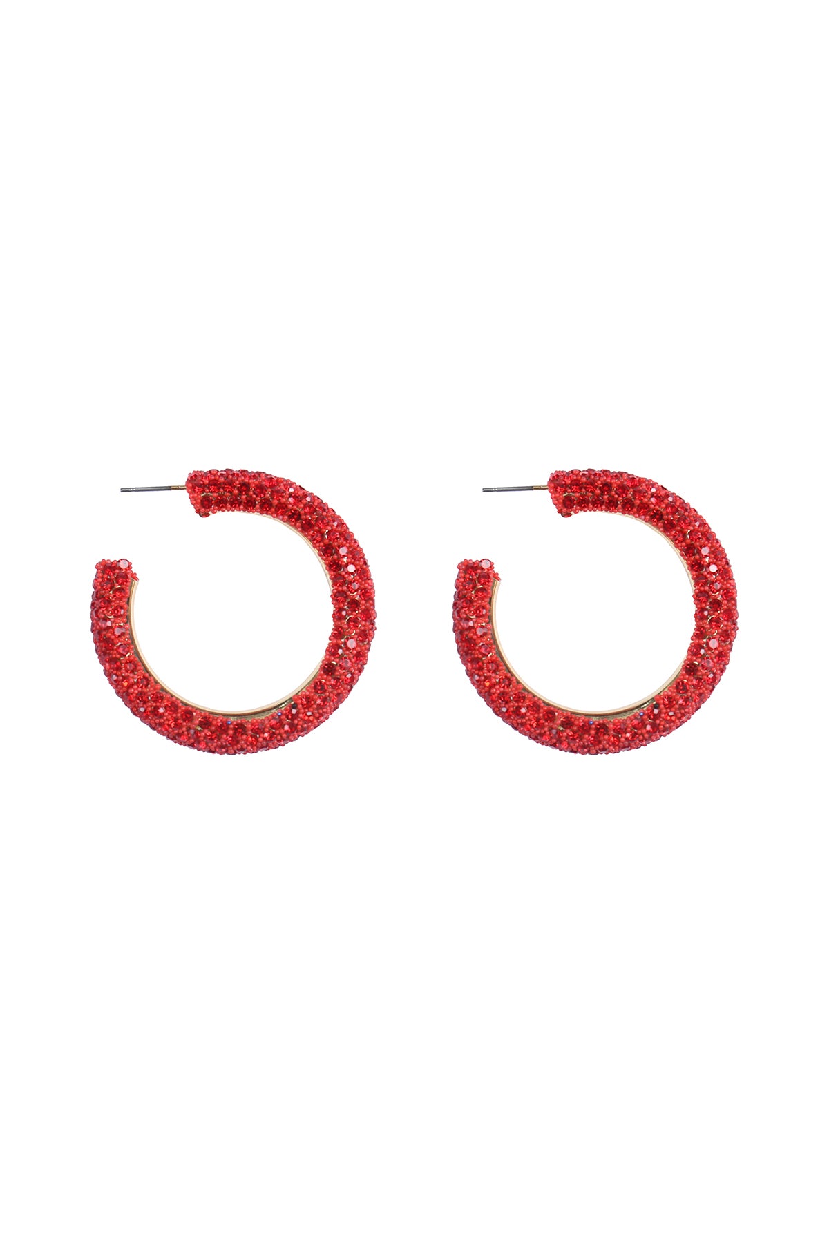Colored Pave Rhinestone Hoop Earrings