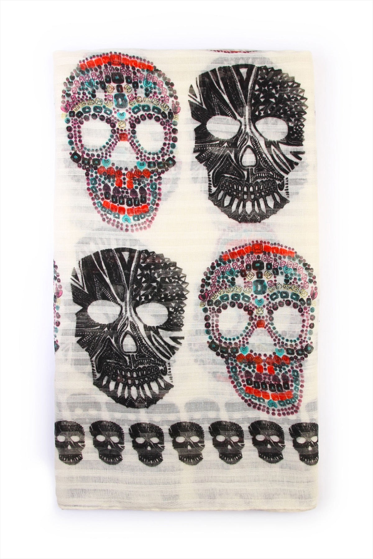 (Holloween) Oblong- Sugar Skull Scarf