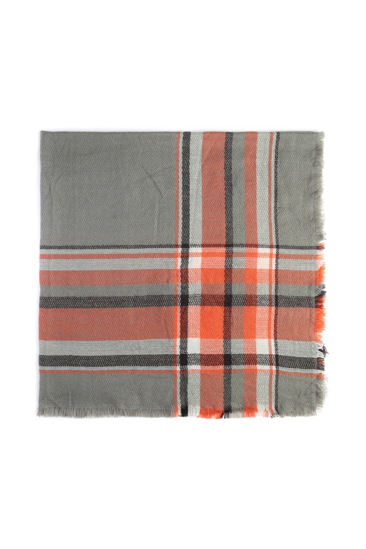 Gray Blanket Fringed Scarf