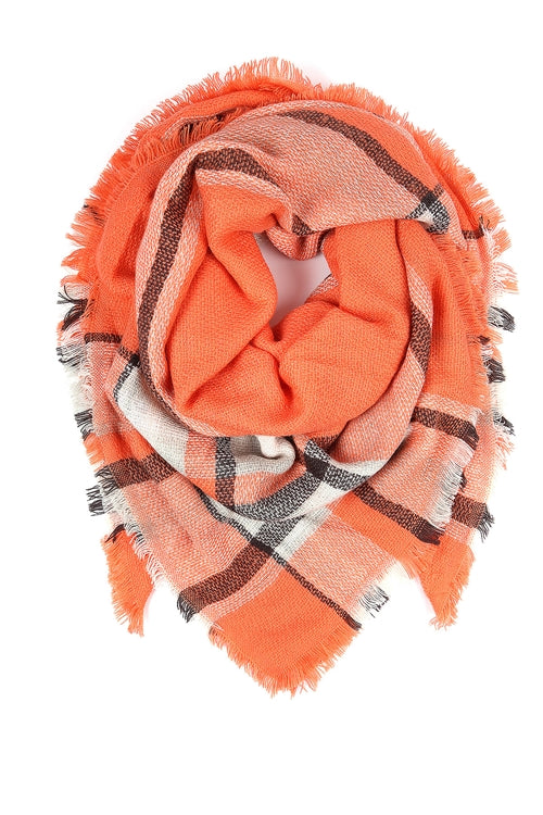 Orange Blanket Fringe Scarf /1PCS