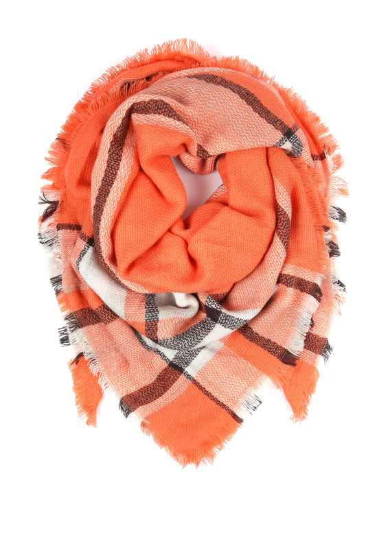 Orange Blanket Fringe Scarf