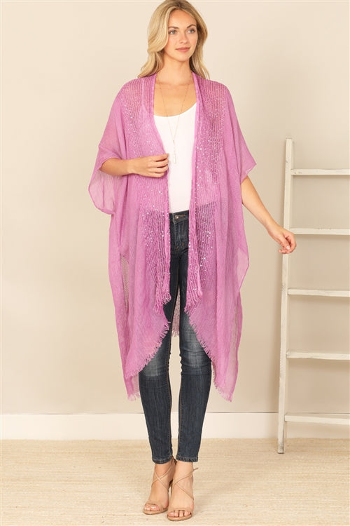 Glittered Fringed Open Cardigan for Summer