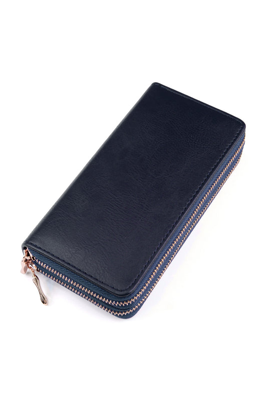 Natural Double Zipper Wallet
