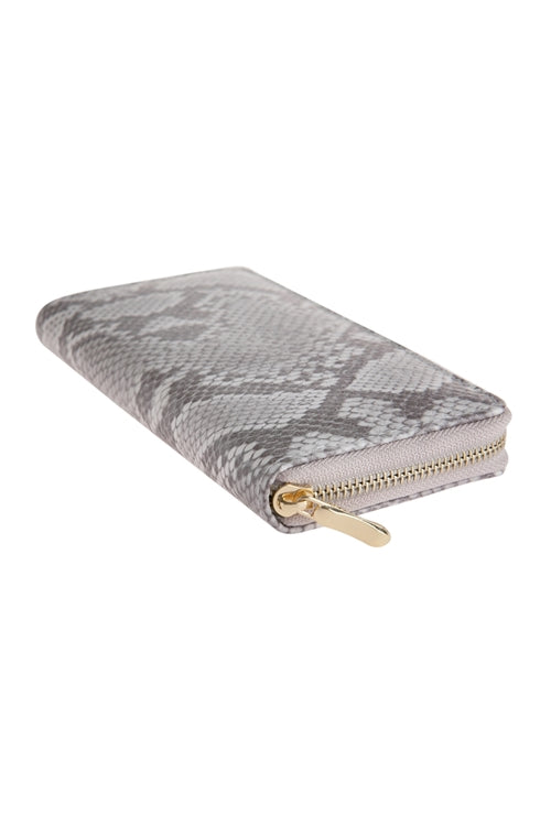 White Python Skin Printed Single Zipper Wallet / 1PC