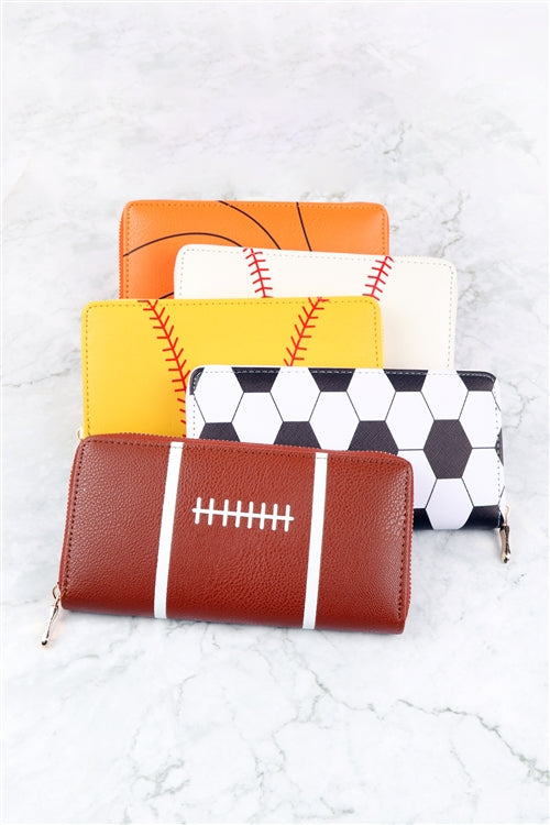 Sports Zipper Leather Wallet - Softball