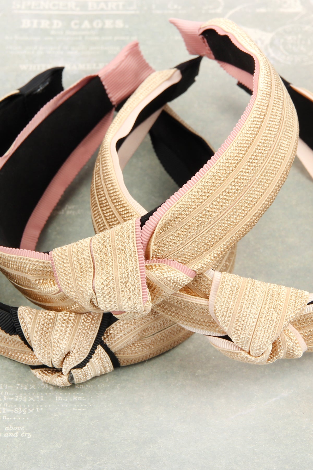 Pink Knotted Laced Fabric Headband / 6PCS