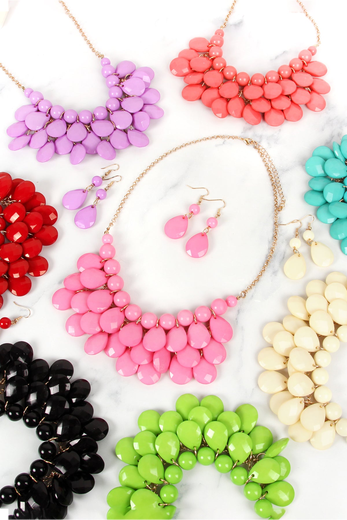 Teardrop Bubble BIB Necklace and Earring Set