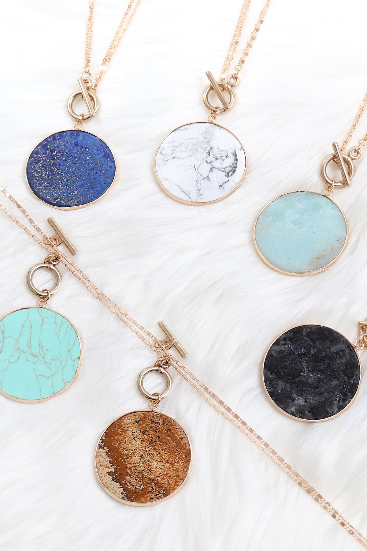 Natural Stone Pendant Chain Layered Necklace