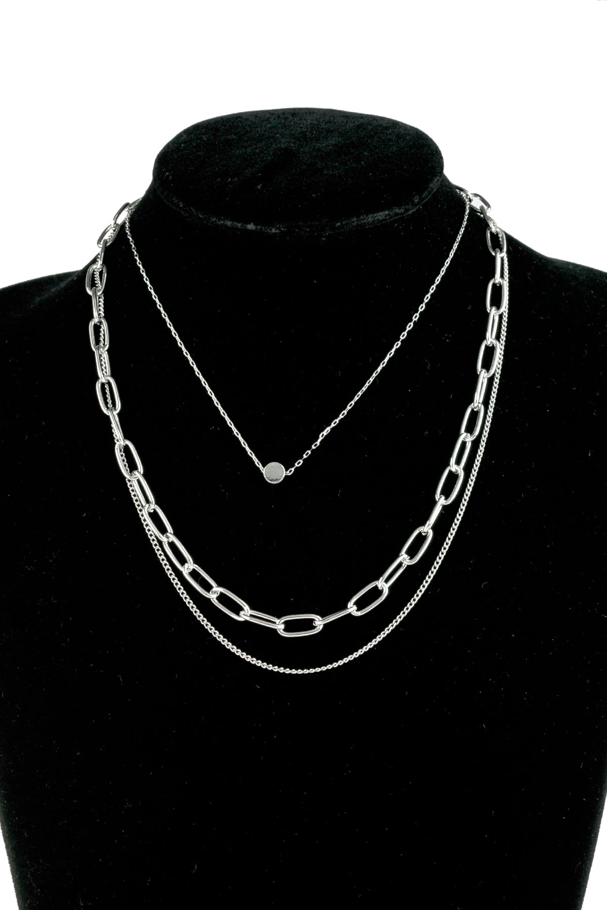Silver Layered Chain Necklace