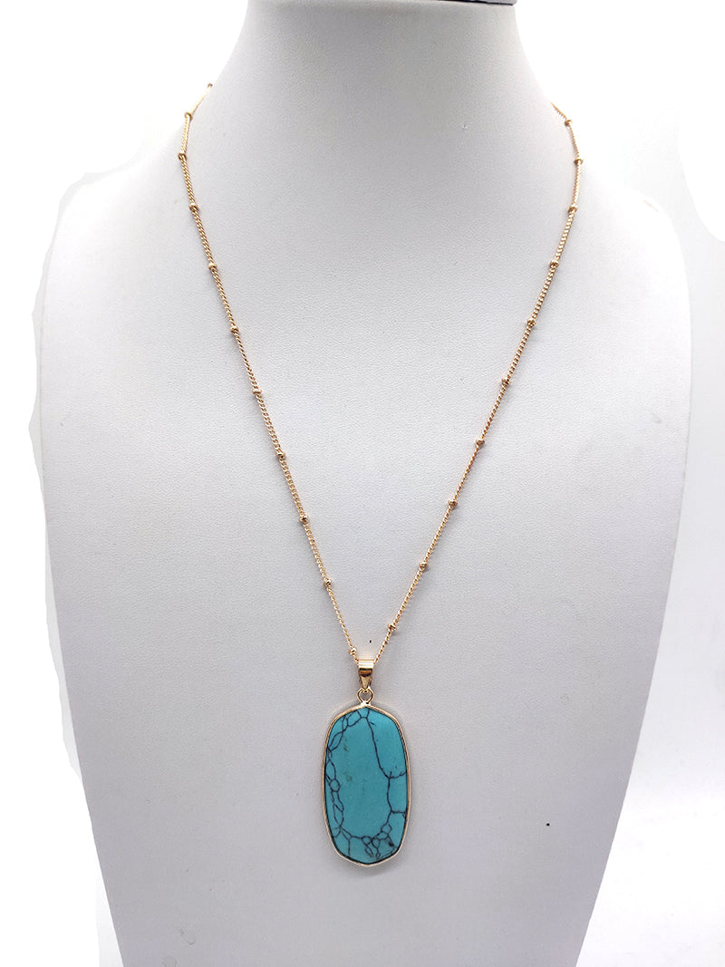 Stone Pendant Charm Necklace