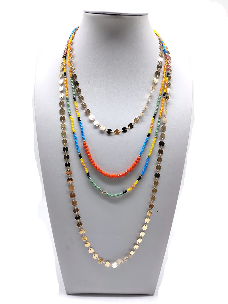 Disc Beads Layered Statement Necklace