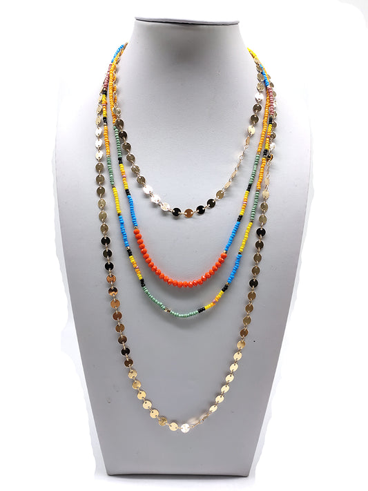 Disc Beads Layered Statement Necklace