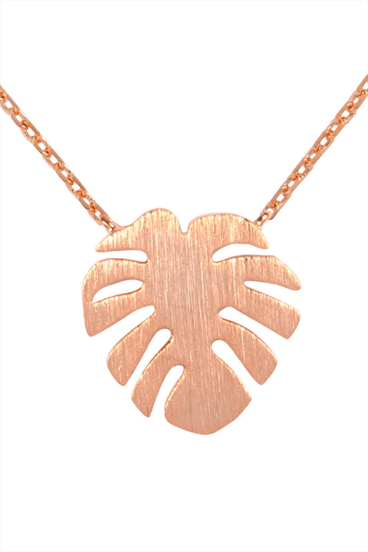 Fringed Leaf Cast Pendant Necklace