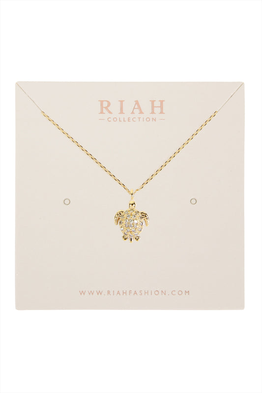Turtle Crystal Pave Pendant Necklace
