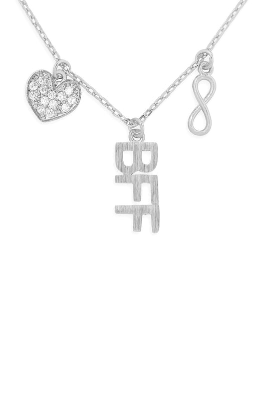 Infinity Heart BFF Cubic Zirconia Pendant Necklace