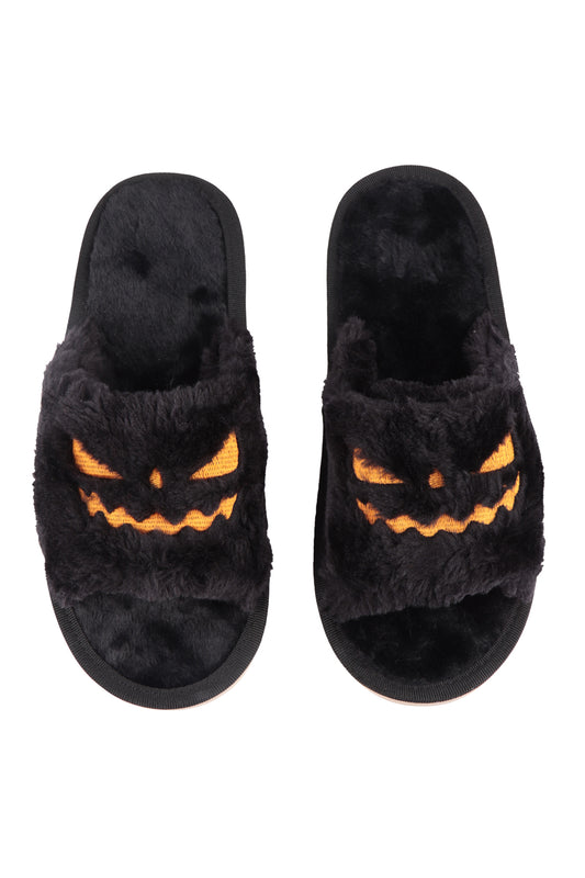 Halloween Pumpkin Accent Fuzzy Slipper Assorted Size