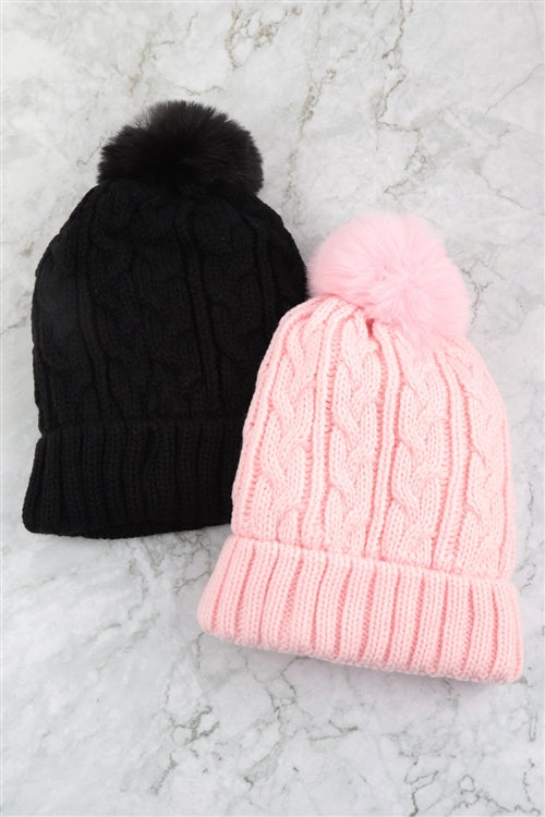 Chain Rib Knit Pattern Beanie / 1PC