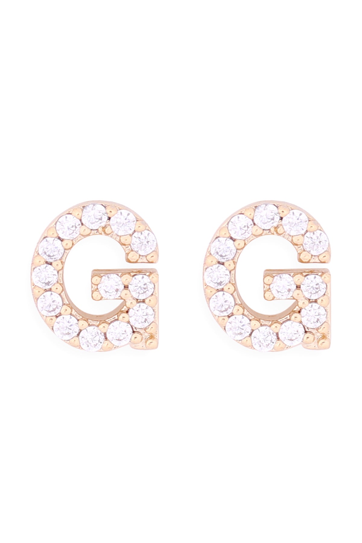 Cubic Zirconia G Initial Earrings Gold