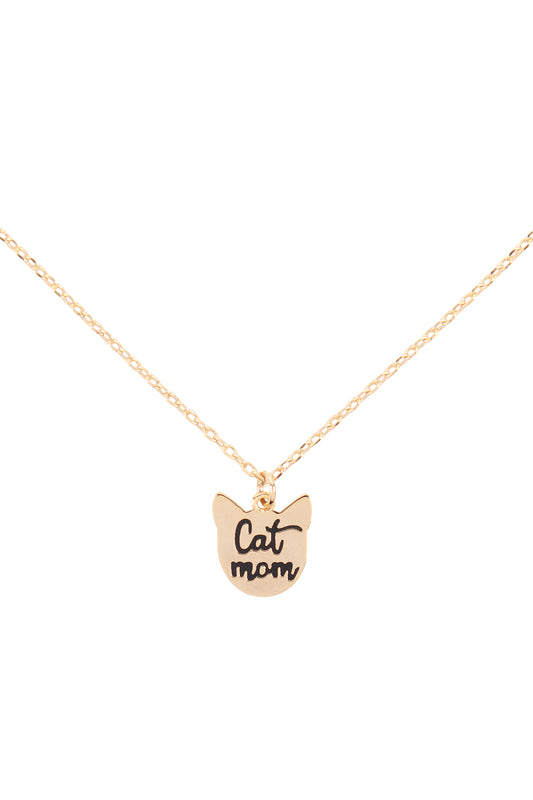 Cat Mom Engrave Pendant Necklace