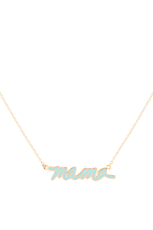 "MAMA" Personalized Color Pendant Brass Necklace