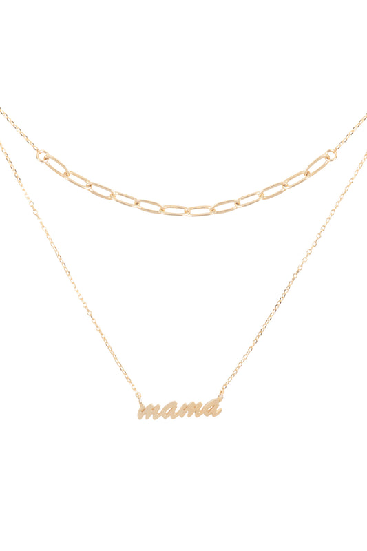 Mama Script Layered Pendant Necklace