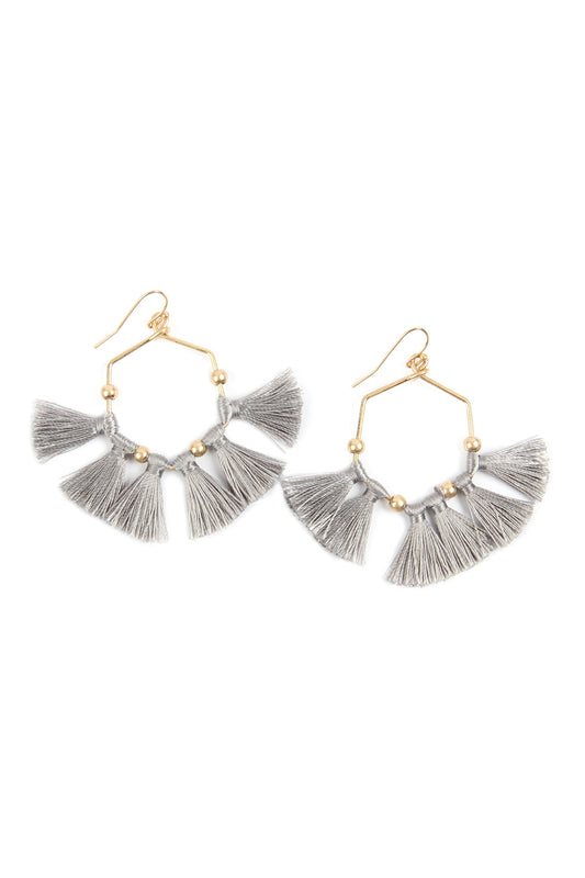 Tassel Hexagon Drop Earrings